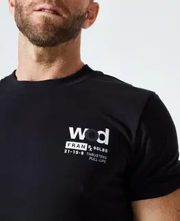 fitnes Pánske priedušné hebké tričko na crossfit slim s okrúhlym výstrihom čierne