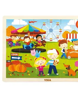 Drevené hračky VIGA - Detské drevené puzzle Viga Jeseň