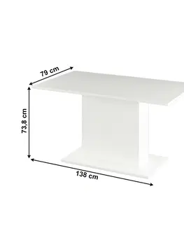 Jedálenské stoly Jedálenský stôl, biela, 138x79 cm, OLYMPA