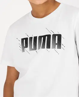 nohavice Detské bavlnené tričko Puma biele s nápisom