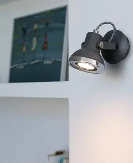 Bodové svetlá FARO BARCELONA Ring – 1-plameňové nástenné LED svetlo, tmavosivé