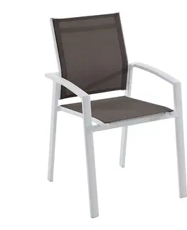 Záhradné stoličky a kreslá DEOKORK Hliníkové kreslo s textíliou BERGAMO (biela)