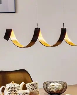 Závesné svietidlá Eco-Light LED závesné svietidlo Helix, čierno–zlatá, 80 cm