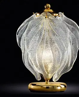 Lampy na nočný stolík Novaresi Sklenená stolná lampa Foglie z muránskeho skla