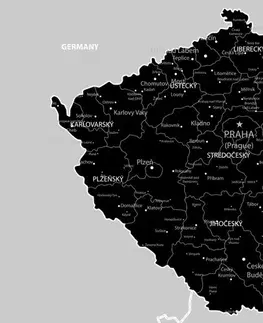 Obrazy na korku Obraz na korku moderná čierno-šedá mapa Česka