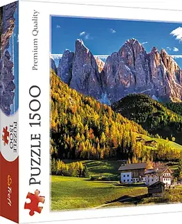 Hračky puzzle TREFL - Puzzle 1500 - Údolie Val di Funes, Dolomity, Taliansko