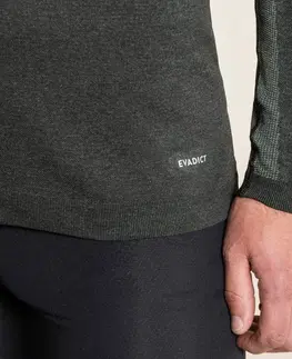 mikiny Pánske bežecké tričko s dlhým rukávom Seamless Comfort čierno-kaki
