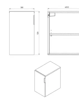 Kúpeľňa SAPHO - CIRASA skrinka spodná dvierková 30x52x46cm, pravá/ľavá, dub alabama CR302-2222