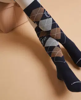 ponožky Jazdecké podkolienky 500 s grafickým motívom modro-čierno-hnedé
2 páry