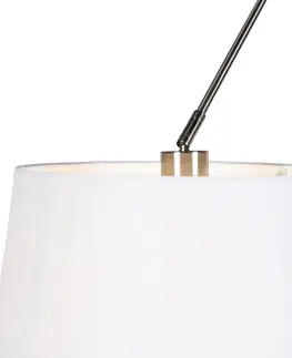 Zavesne lampy Závesná lampa s ľanovými odtieňmi biela 35 cm - oceľ Blitz II
