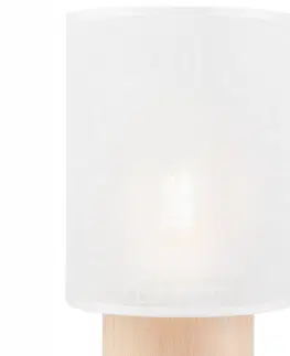 Lampy na nočný stolík Envostar Envostar Asolita stolová lampa drevený podstavec tienidlo biela