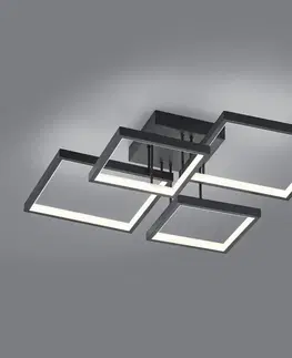 Stropné svietidlá Trio Lighting Stropné LED Sorrento 52x52 cm, čierne matné