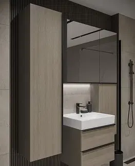Kúpeľňa CERSANIT - SET B610 VIRGO 60, šedá (umývadlo + skrinka), čierne úchyty S801-430