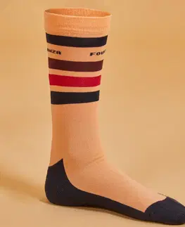 ponožky Detské jazdecké podkolienky SKS 100 oranžové s červenými a modrými pruhmi
