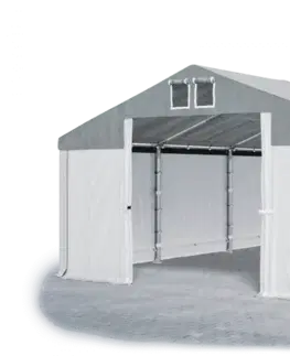 Záhrada Skladový stan 5x10x2,5m strecha PVC 560g/m2 boky PVC 500g/m2 konštrukcie ZIMA PLUS Bílá Šedá Bílá
