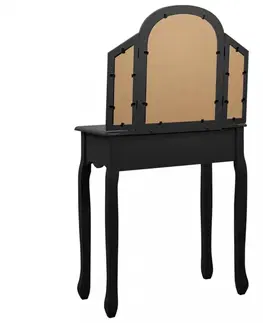 Nočné a toaletné stolíky Toaletný stolík s taburetom Dekorhome Čierna