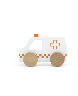 Drevené hračky TRYCO - Drevené autíčko sanitka