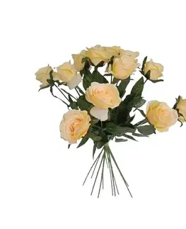 Kvety Umelá kytica Ruží žltá, 67 cm, 12 ks