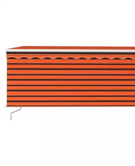 Záhradné markízy Ručne zaťahovacia markíza s roletou 350x250 cm Dekorhome Hnedá / oranžová
