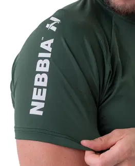 Pánske tričká Pánske športové tričko Nebbia „Essentials“ 326 Dark Green - XXL