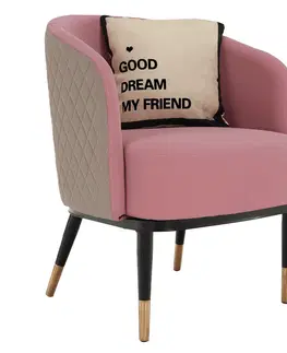 Stoličky Dizajnové kreslo, ružová/béžová, KALILA