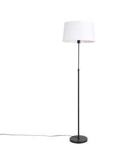 Stojace lampy Stojacia lampa čierna s bielym ľanovým tienidlom nastaviteľná 45 cm - Parte