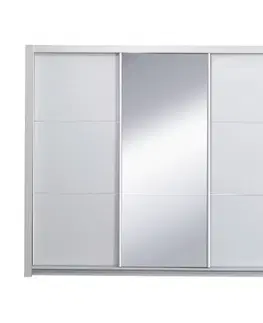 Šatníkové skrine Skriňa s posúvacími dverami, biela/ vysoký biely lesk, 258X213,  ASIENA