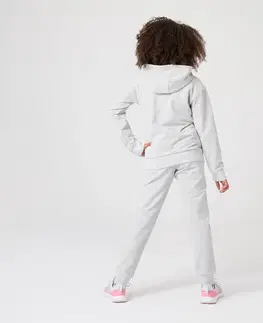 nohavice Dievčenská športová súprava 500 na cvičenie sivá