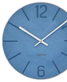 HODINY NA STENU CRYSTAL Drevené hodiny LAVVU Natur LCT5022, modra 34cm