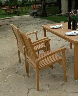 Stolčeky DEOKORK Záhradný pevný stôl obdĺžnik HARMONY 150x90 cm (teak)