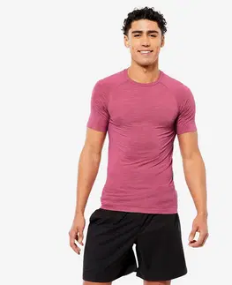 tričká Kompresné tričko na posilňovanie s krátkym rukávom priedušné s okrúhlym výstrihom ružové