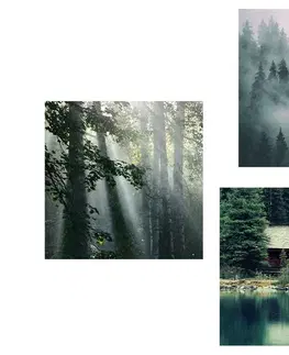 Zostavy obrazov Set obrazov chata v malebných horách