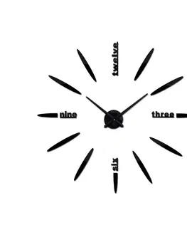 Hodiny 3D Nalepovacie hodiny DIY Clock BIG Twelve C1, čierne 90-130cm