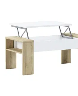 Konferenčné stolíky KONDELA Pula konferenčný stolík s úložným priestorom dub sonoma / biela