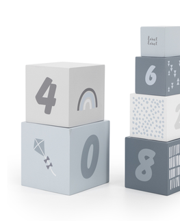 Drevené hračky LABEL-LABEL - Stohovateľné kocky Čísla, modré