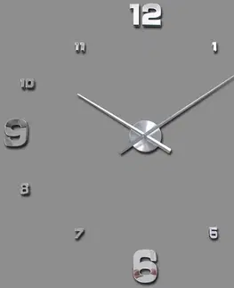 Hodiny 3D Nalepovacie hodiny Clock BIG 3-12 XL, Silver Mirror 90-130cm