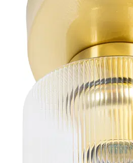 Stropne svietidla Art Deco stropné svietidlo zlaté so sklom 3-svetlo - Laura