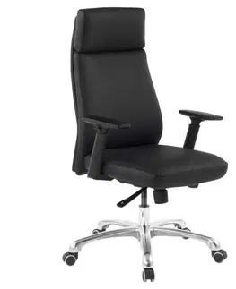 Kancelárske kreslá Otočná kožená stolička Porto Čierna