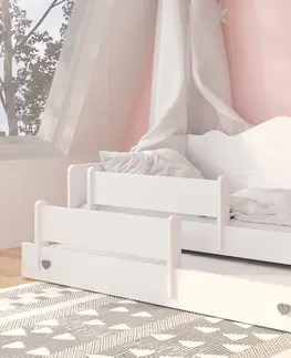 Postele NABBI Elisa II detská posteľ s prístelkou a matracmi 80x160 cm biela / sivá