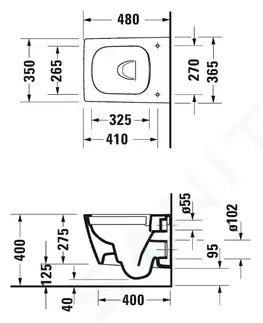Záchody DURAVIT - Viu Závesné WC Compact, Rimless, DuraFix, s WonderGliss, alpská biela 25730900001