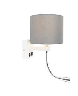 Nastenne lampy Moderné nástenné svietidlo biele so šedým odtieňom - Brescia