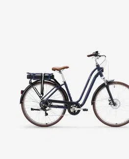 elektrobicykle Mestský elektrický bicykel Elops 900 so zníženým rámom tmavomodrý