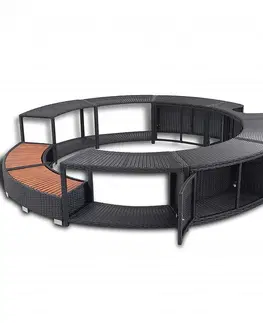 Doplnky k nafukovacím vírivkám DEOKORK Set nábytku k mobilnej vírivke kruhovej (čierny umelý polyratan)