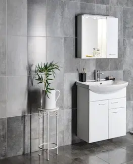 Kúpeľňový nábytok AQUALINE - ZOJA/KERAMIA FRESH galérka s LED osvetlením, 60x60x14cm, pravá, biela 45022