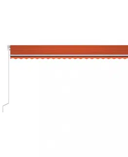 Záhradné markízy Ručne zaťahovací markíza 600x300 cm Dekorhome Hnedá / oranžová