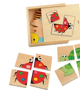 Hračky puzzle WOODY - Mini puzzle Lienka v dr krabičke