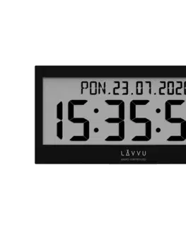 Hodiny Čierne digitálne hodiny s češtinou LAVVU Modig riadené rádiovým signálom LCX0011