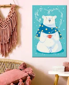 Maľovanie podľa čísiel Obraz maľovanie podľa čísiel medveď s horúcou čokoládou - Hot Chocolate Lover