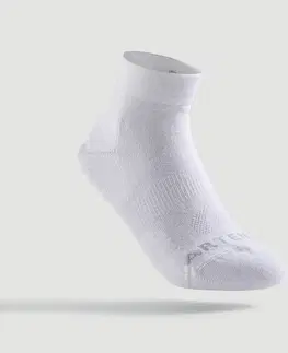 bedminton Detské športové ponožky RS 160 stredne vysoké 3 páry tmavomodré a biele