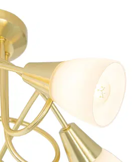 Stropne svietidla Klasické stropné svietidlo zlaté s opálovým sklom 5-svetlo - Inez
